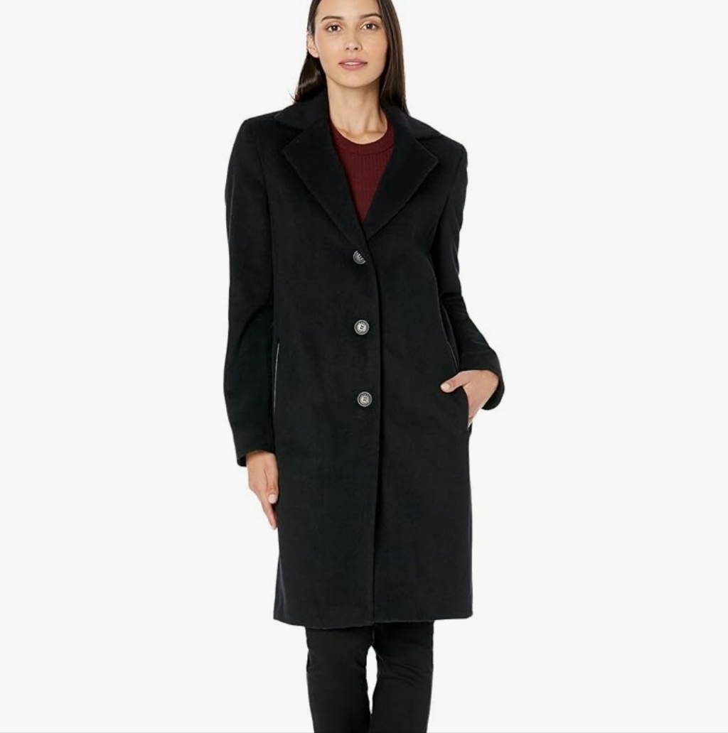 Dkny Dkny Walker Black Wool Coat Size Xl New